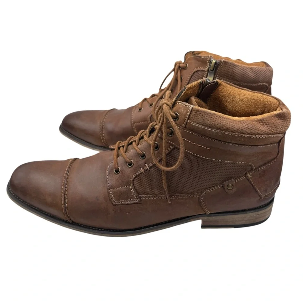 Steve Madden Kabin Men’s Brown Leather Chukka Boots with Zipper - Size 11.5